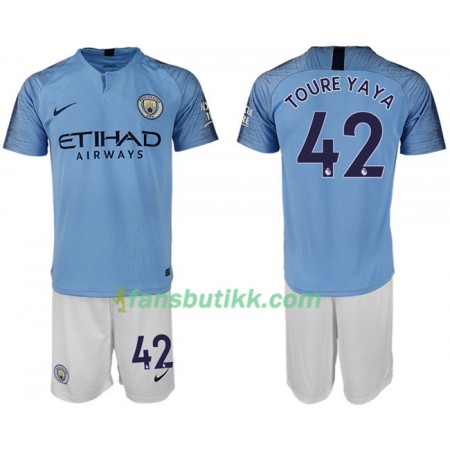 Fotballdrakt Manchester City TOURE YAYA 42 Barn Hjemmetrøye 2018-2019 Kortermet